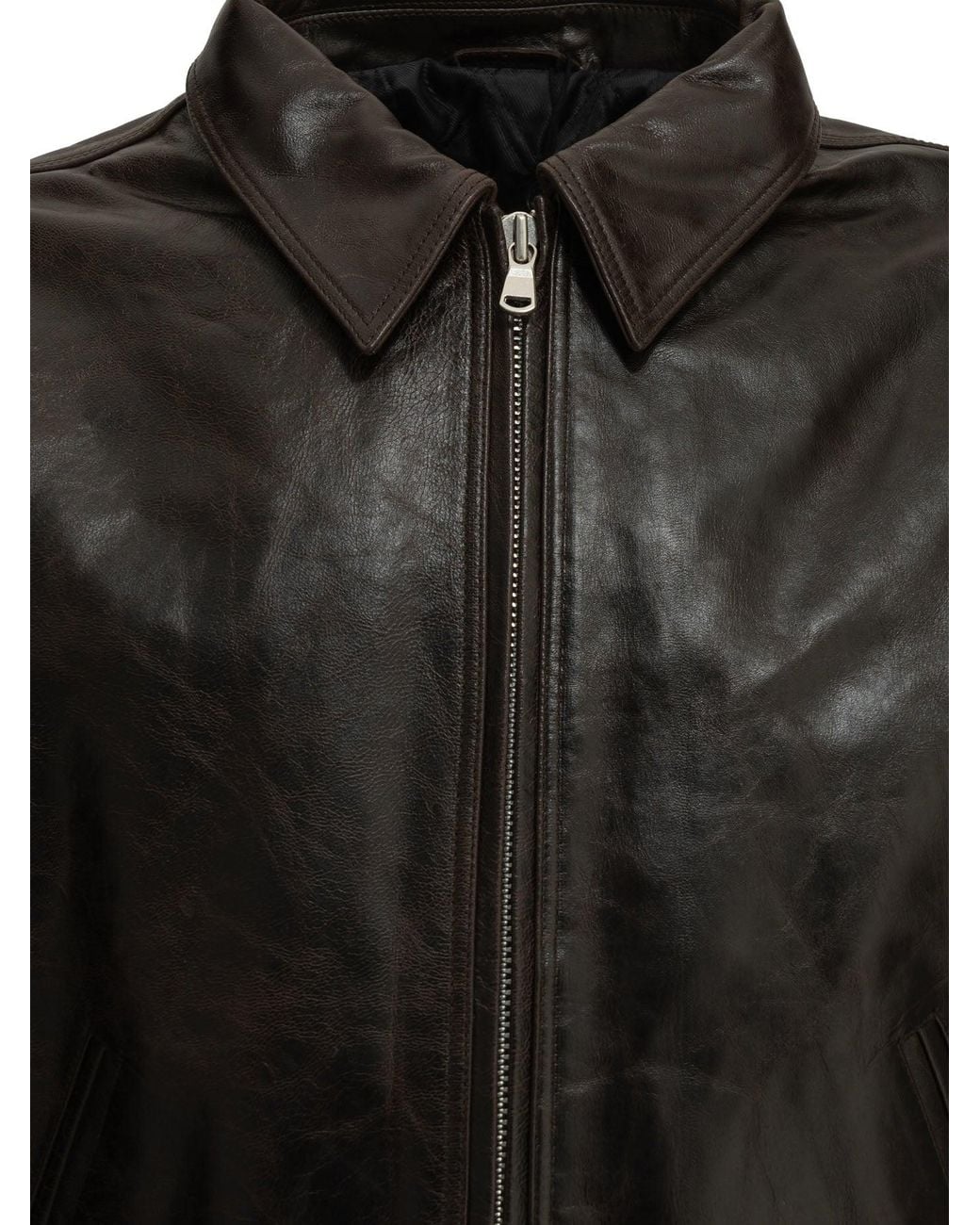 Stussy Black Leather Jacket Dark for men