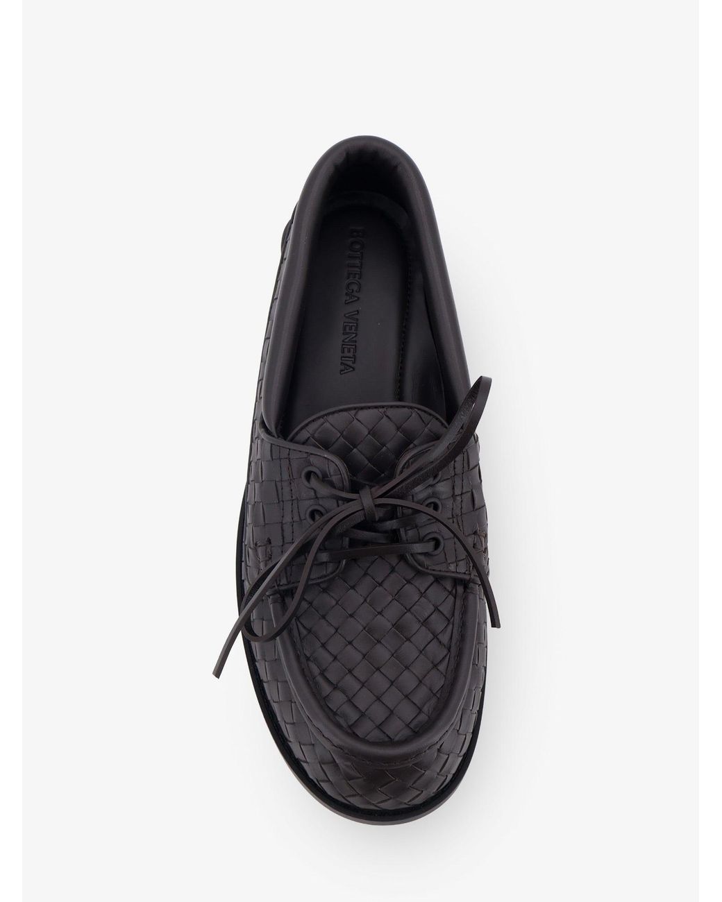 Bottega Veneta White Pier Intrecciato Leather Boat Shoes for men
