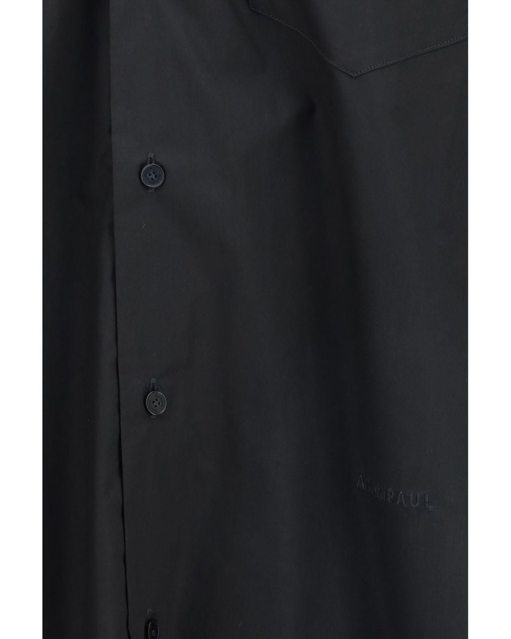 ALAINPAUL Black Shirt With Elasticated Collar Cotton