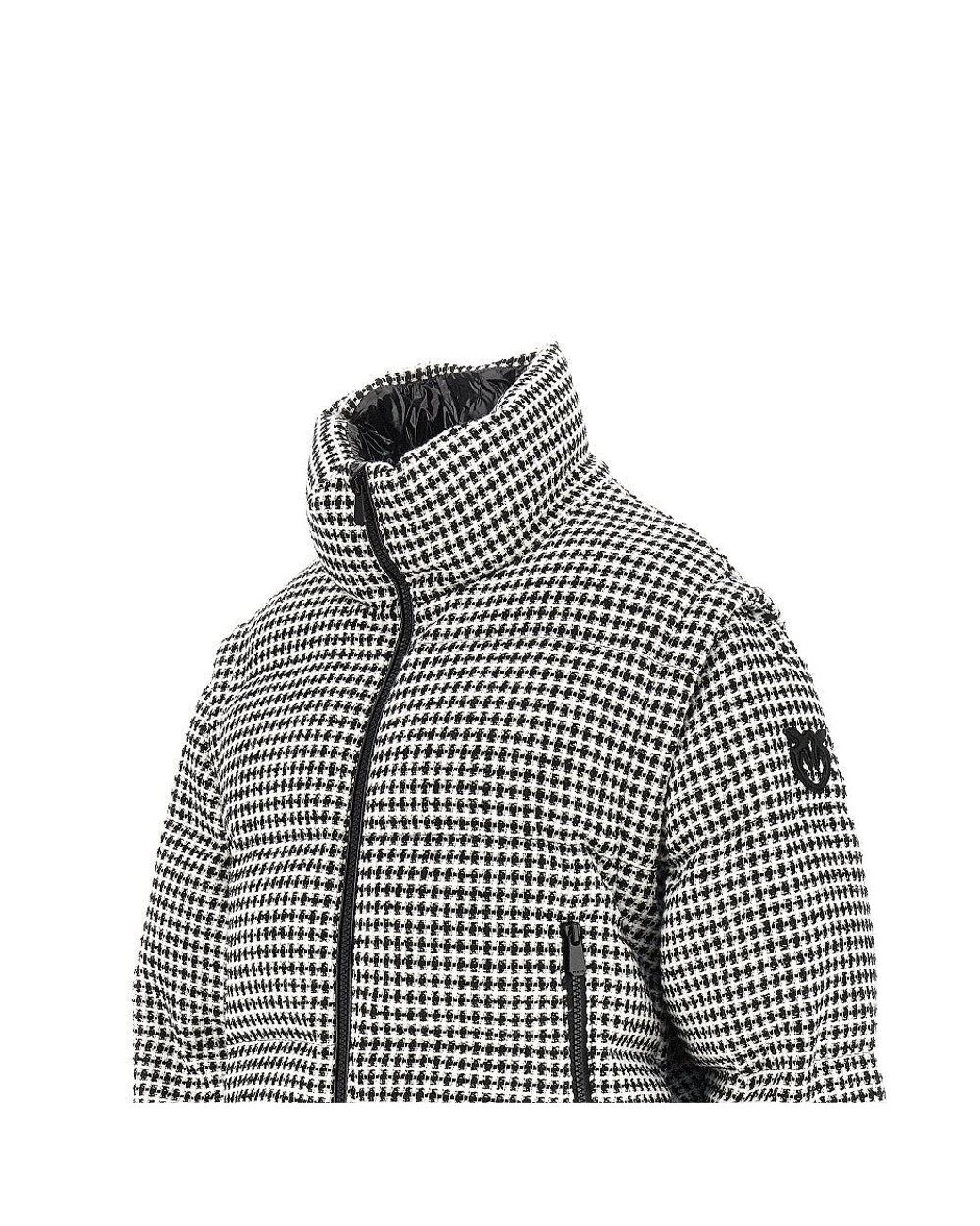 Pinko Gray Tweed Down Jacket With Detachable Sleeves