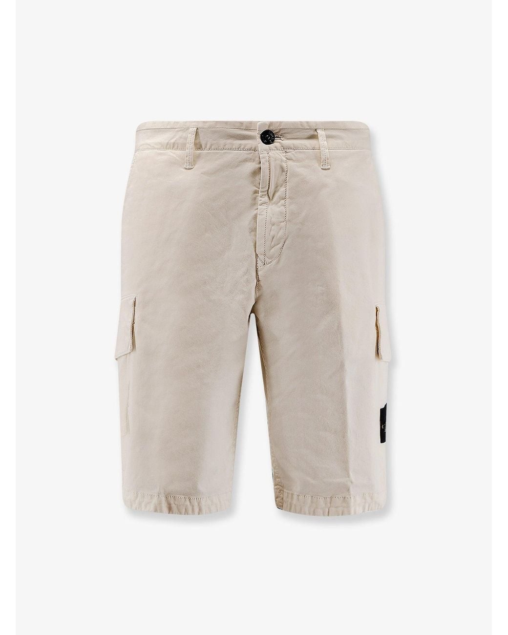 Stone Island White Organic Cotton Bermuda Shorts for men