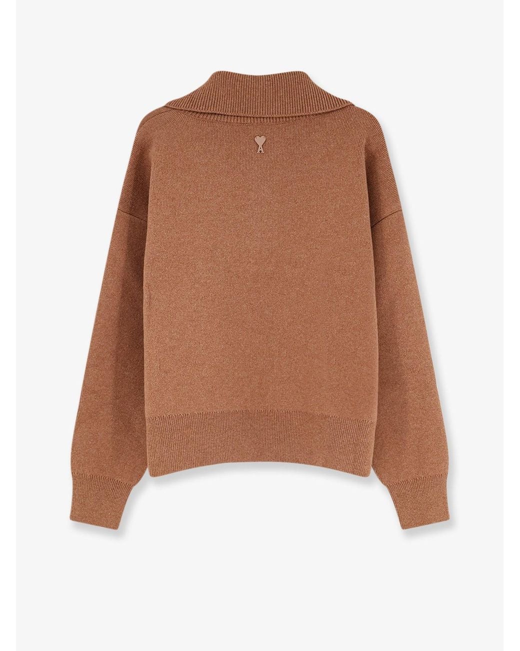 AMI Brown Wool Knit Cardigan for men