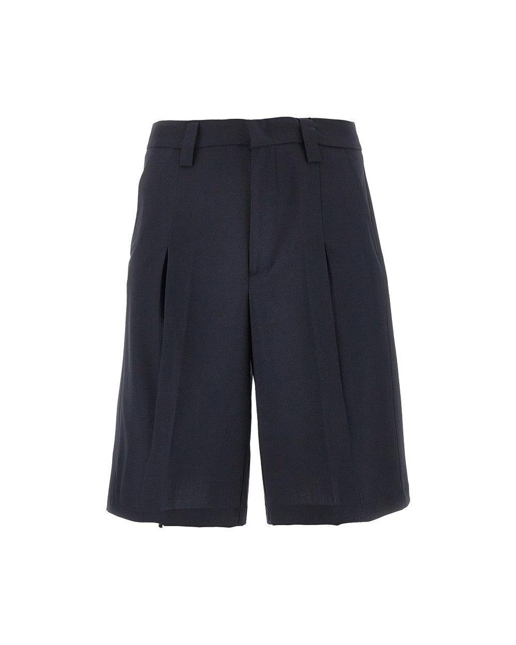 C.9.3 Blue Wool-Blend Canvas Bermuda Shorts for men