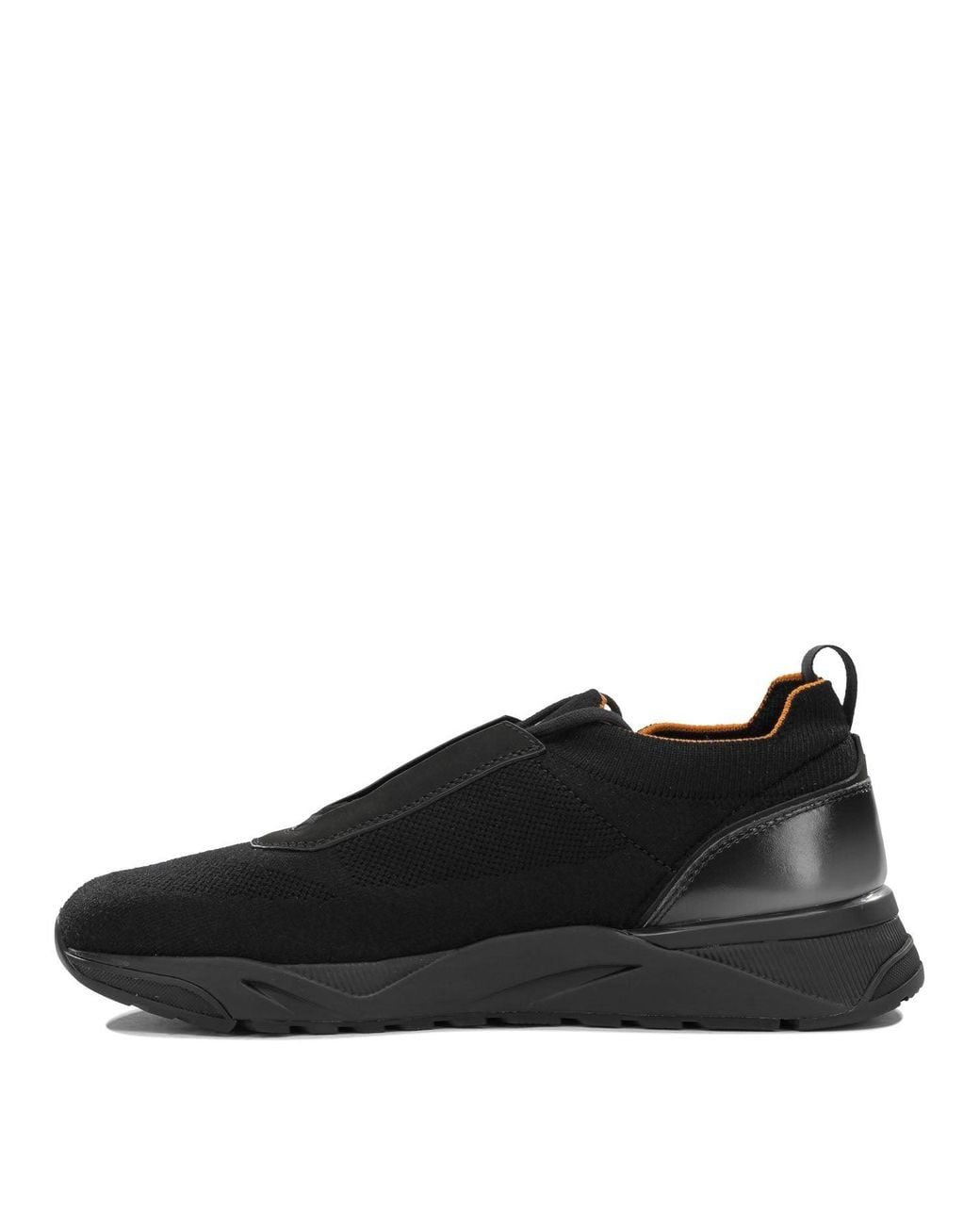 Santoni Black Low-Top Sneakers Made Of Mesh And Leather for men