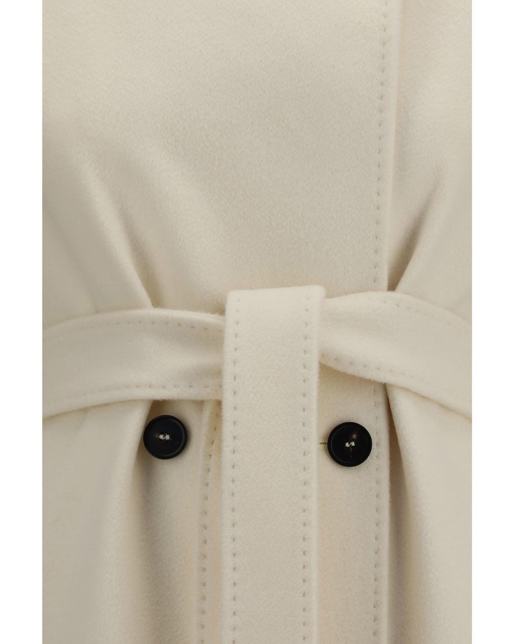 Max Mara White Double Breasted Wool Coat