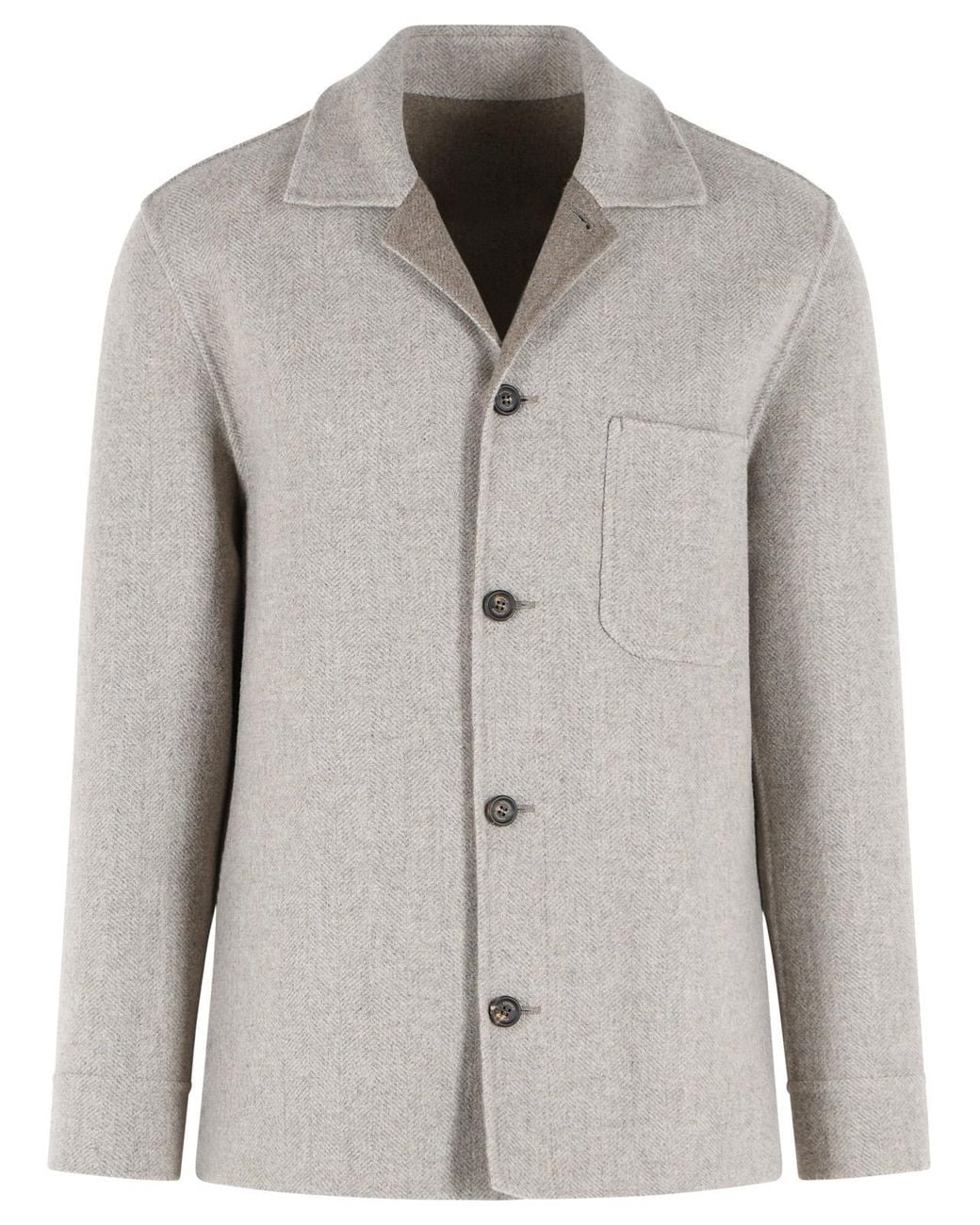 Eleventy Gray And Wool And Cashmere Overshirt for men