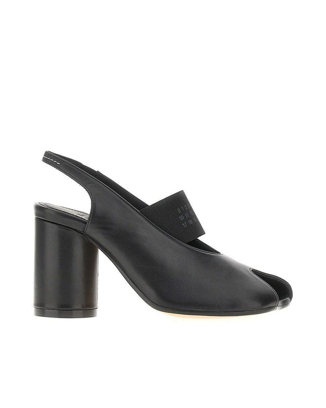 MM6 by Maison Margiela Black Leather Anatomic Numeric Slingback Pumps 38