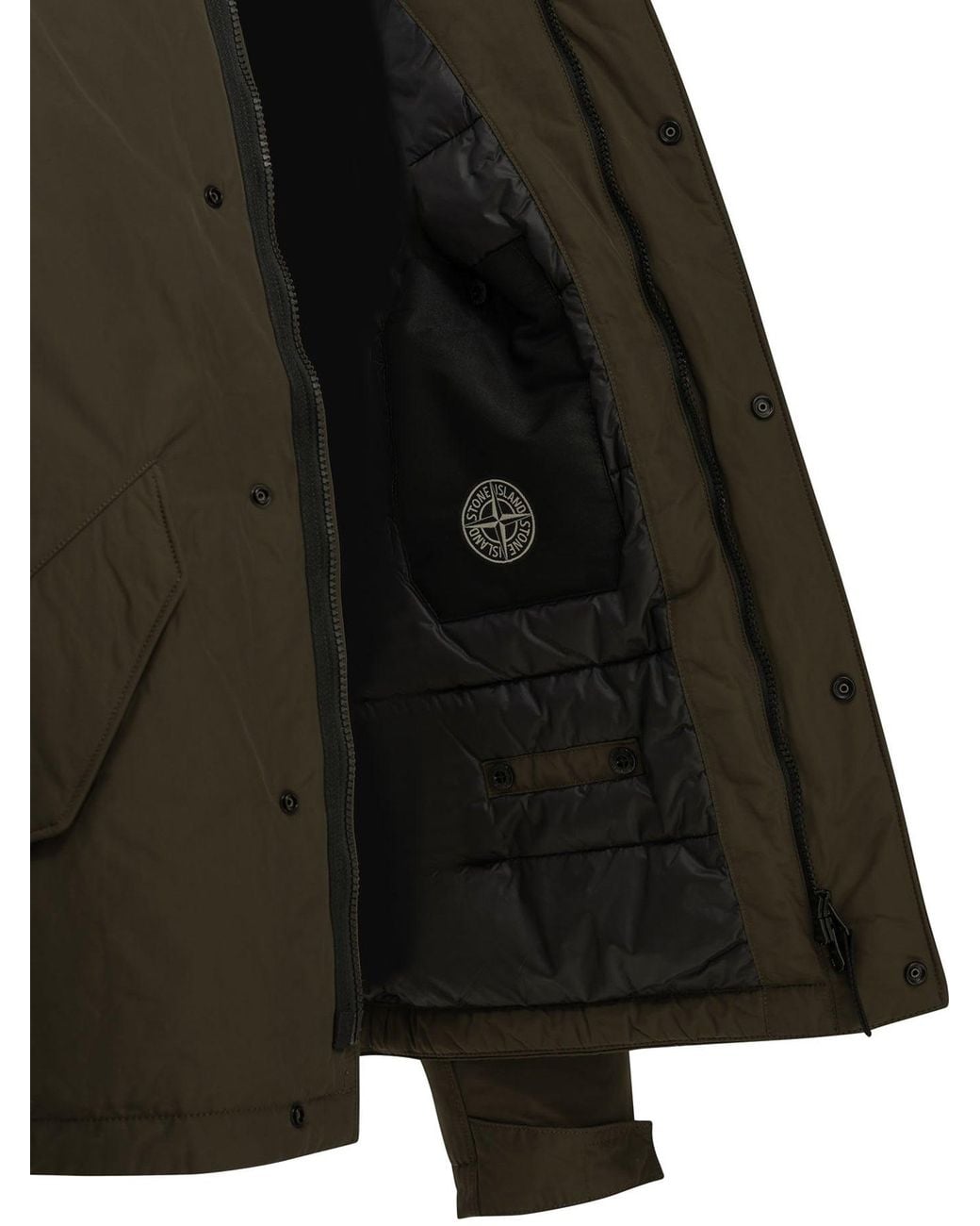 Stone Island Green "Crinkle Reps Ny" Short Down Jacket for men