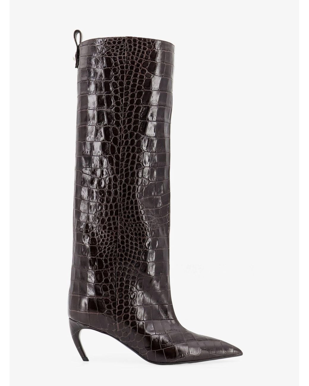 The Attico White Lea Leather Crocodile Print Boots