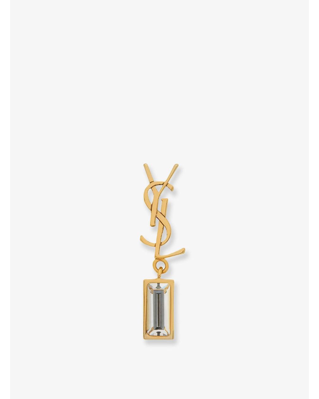 Saint Laurent White Single Cassandre Brass Earring