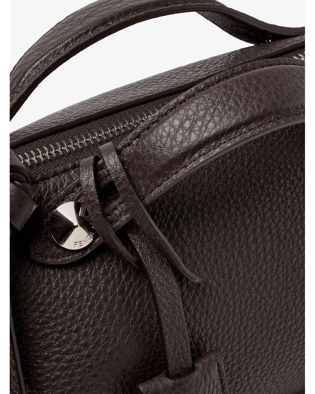 Fendi Brown By The Way Hammered Leather Handbag