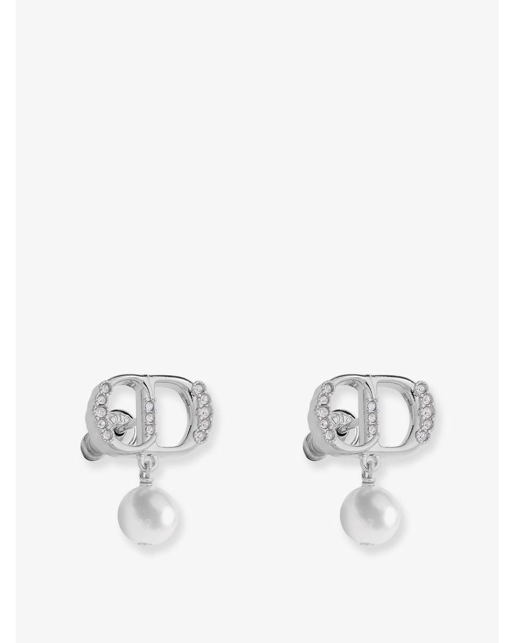 Dior White Petit Cd Brass Earrings