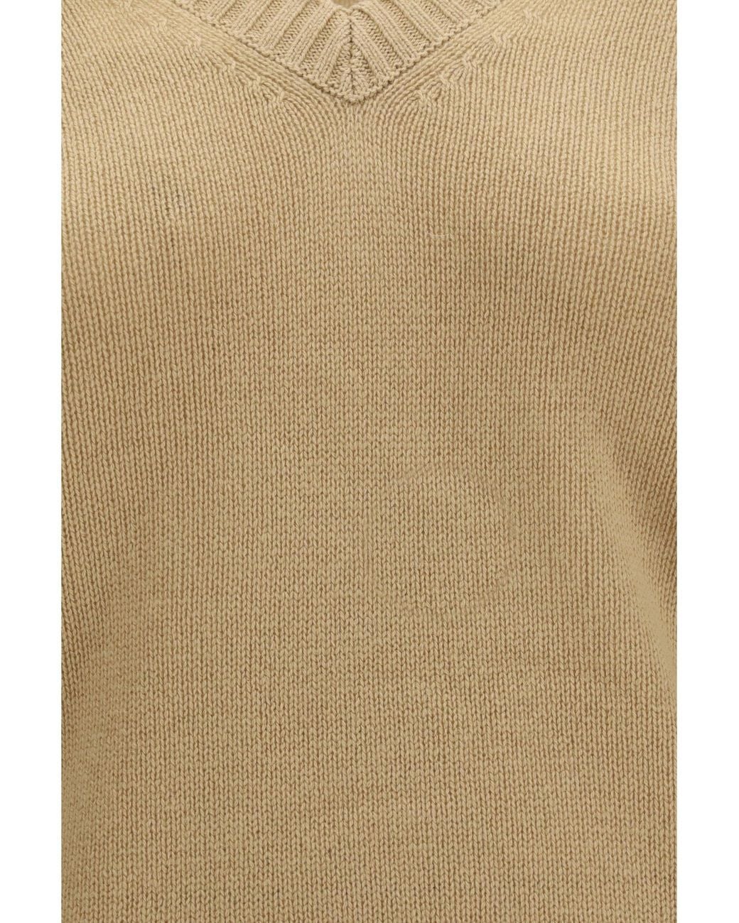 Allude Natural V-Neck Cashmere Sweater