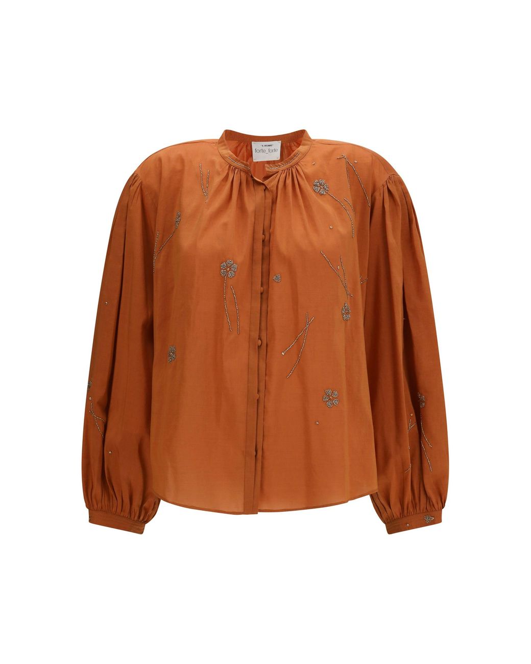 Forte_forte Brown Forte_Forte Fleurs D'Orient Embroidered Voile Bohemian Shirt