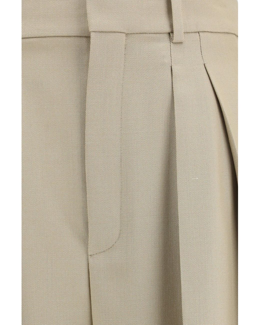 Saint Laurent Natural Tailored Wool And Silk Canvas Pants