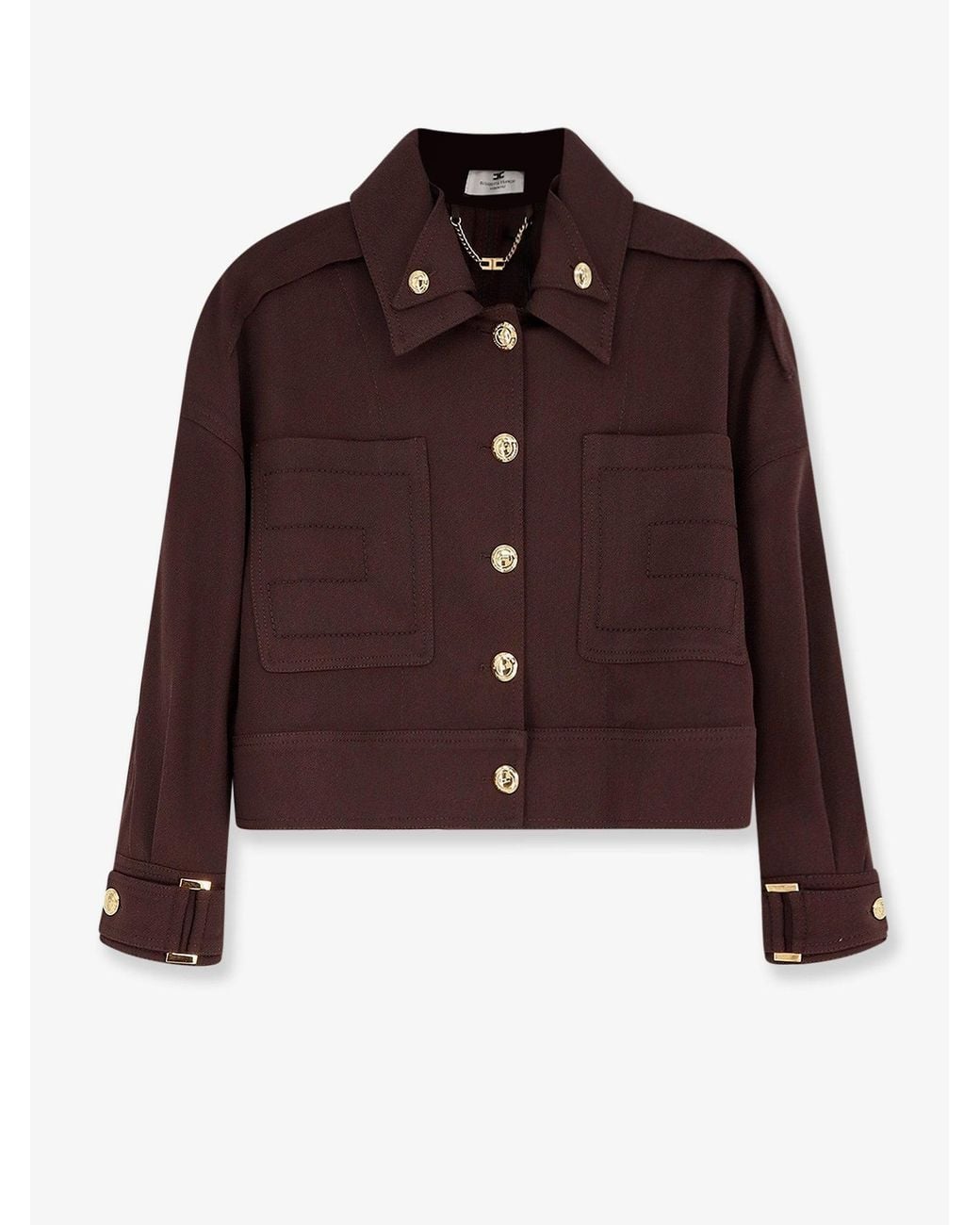 Elisabetta Franchi Brown Cropped Viscose Jacket