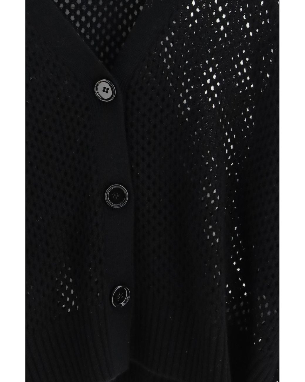 Allude Black Cardigan V-Neck Buttoned