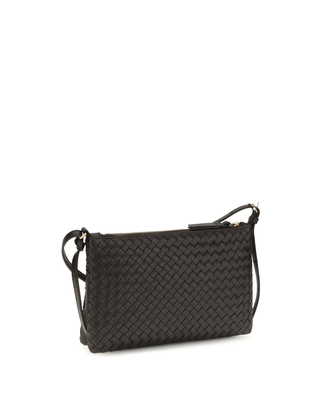 Bottega Veneta Black Intrecciato Shoulder Bag Espresso