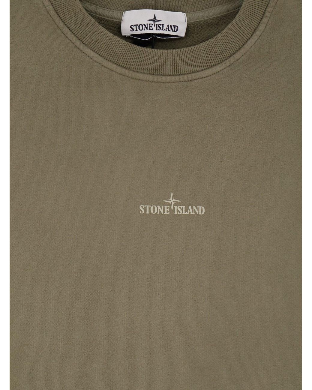 Stone Island Green Organic Cotton Sweatshirt With Logo Print for men