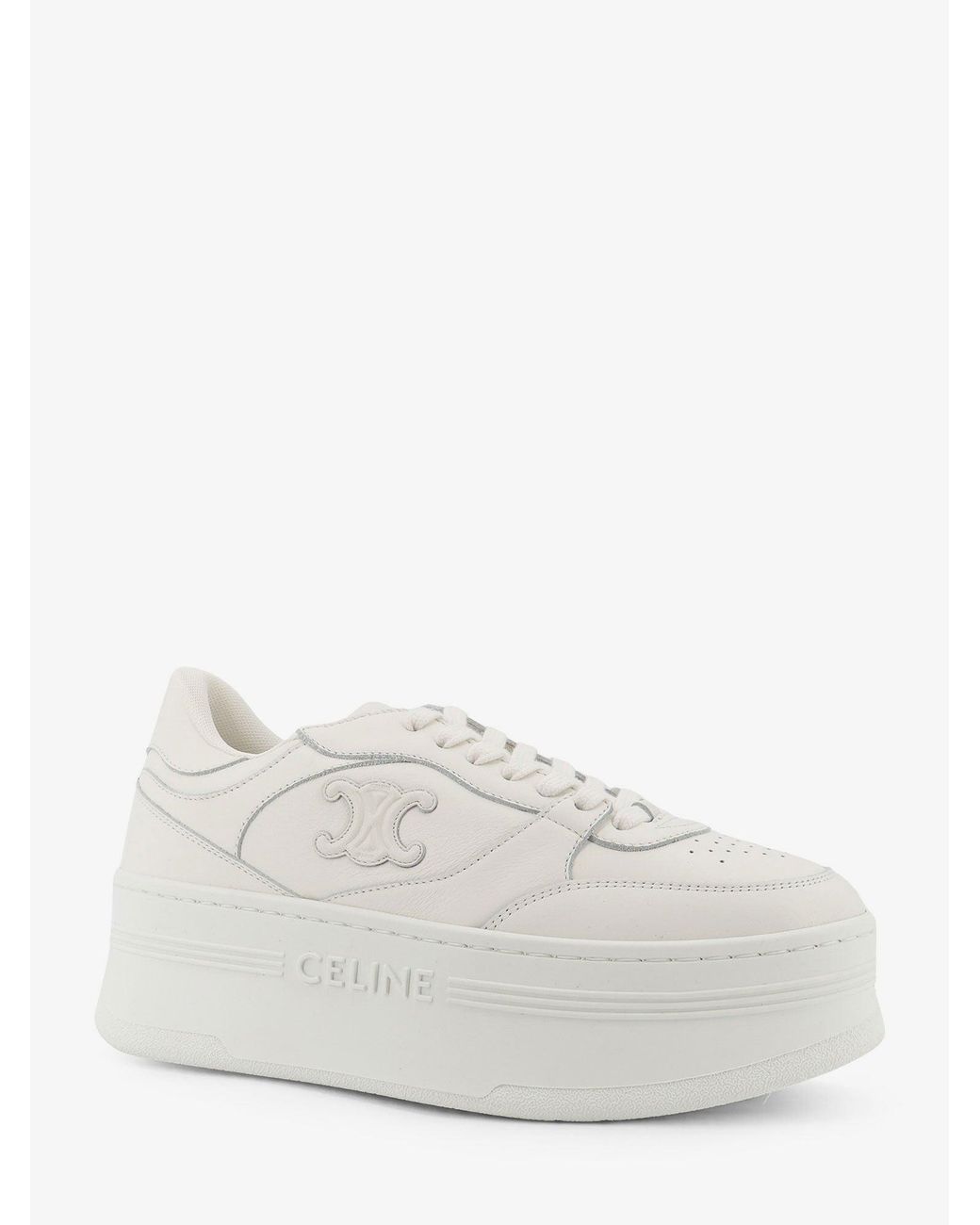 Céline White Block Sneakers With Side Triomphe Logo