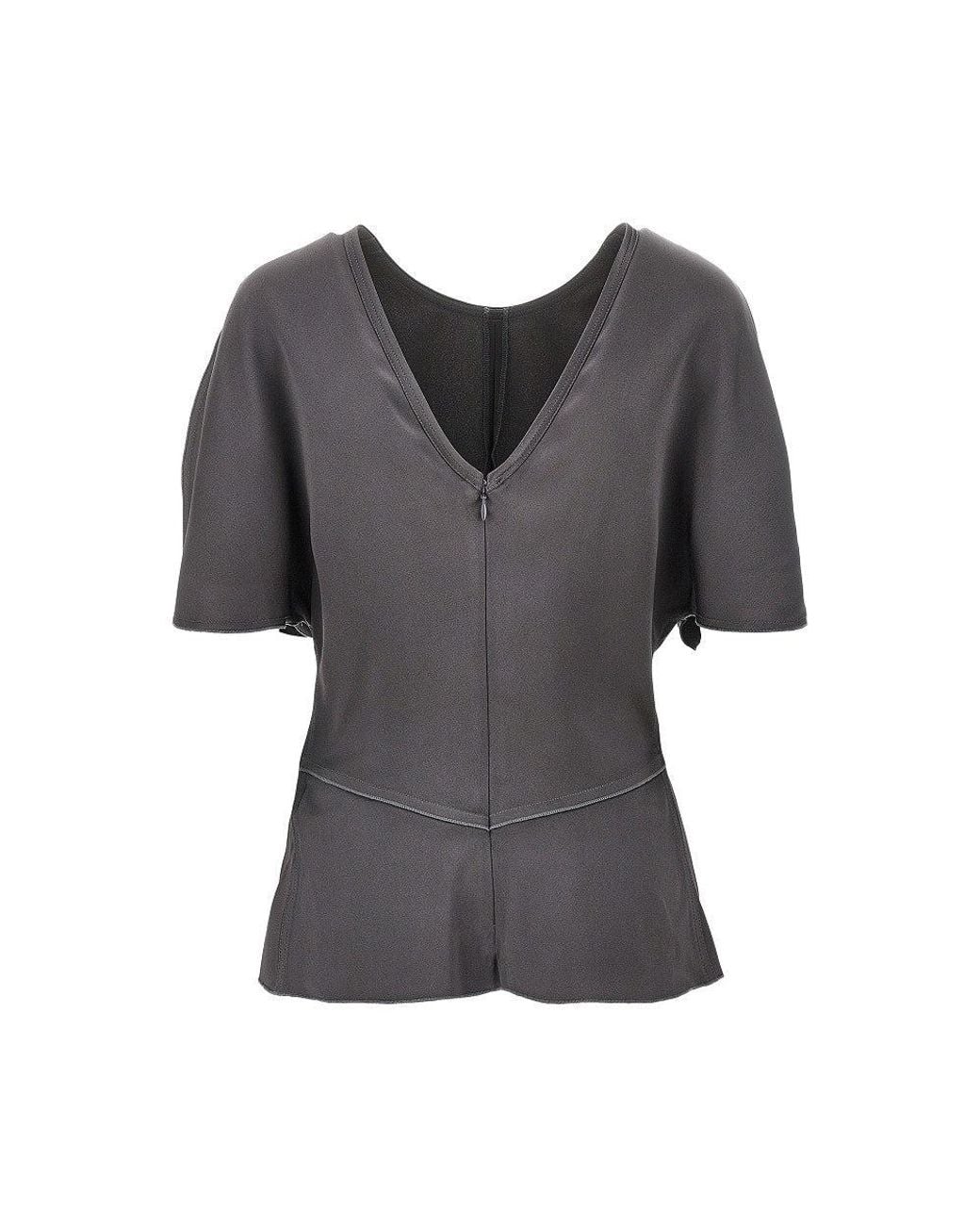 Victoria Beckham Gray 'Bela' Crepe Back Satin Top