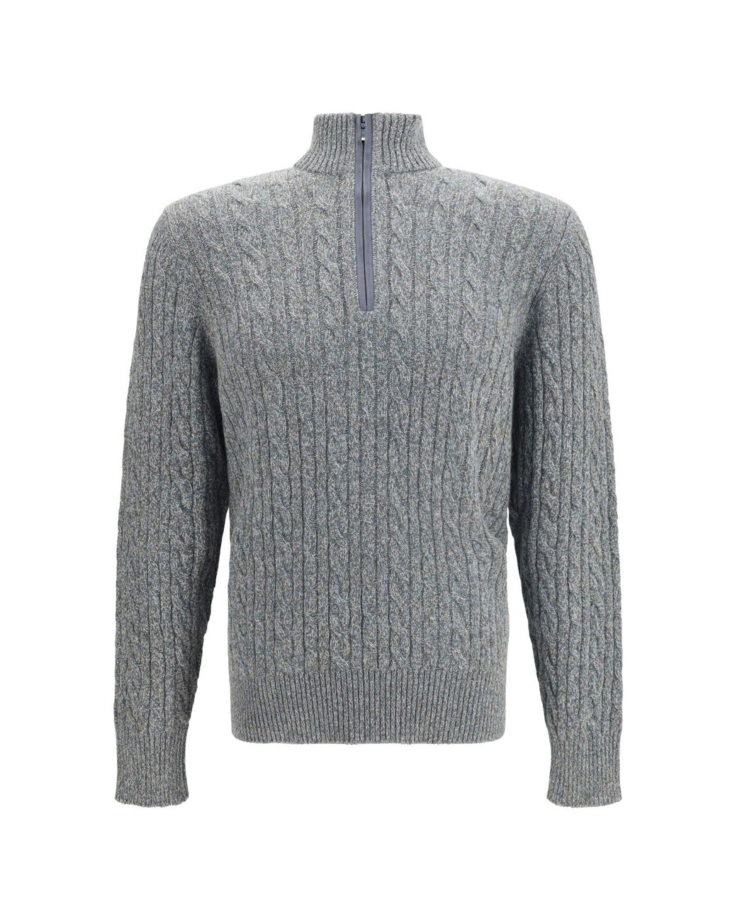 Loro Piana Gray Treccia Baby Cashmere Sweater Sky And Steel for men