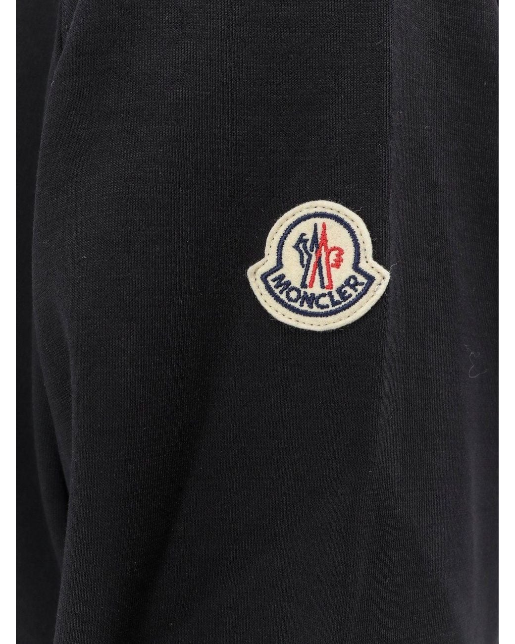 Moncler Black Cotton Sweatshirt With Front Logo