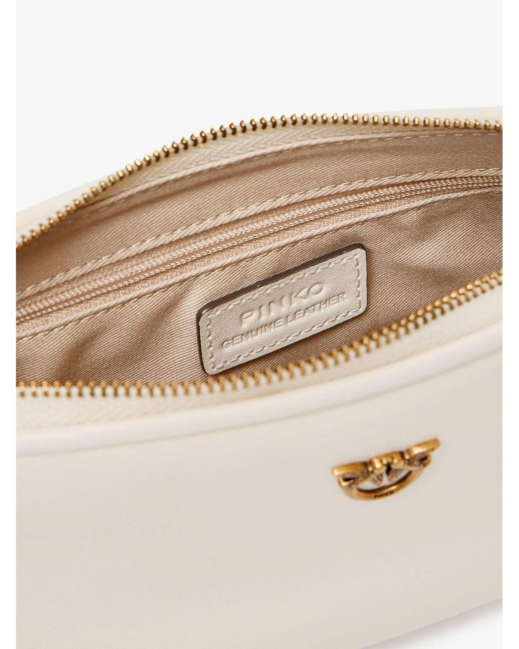 Pinko Natural Mini Half Moon Leather Crossbody Bag