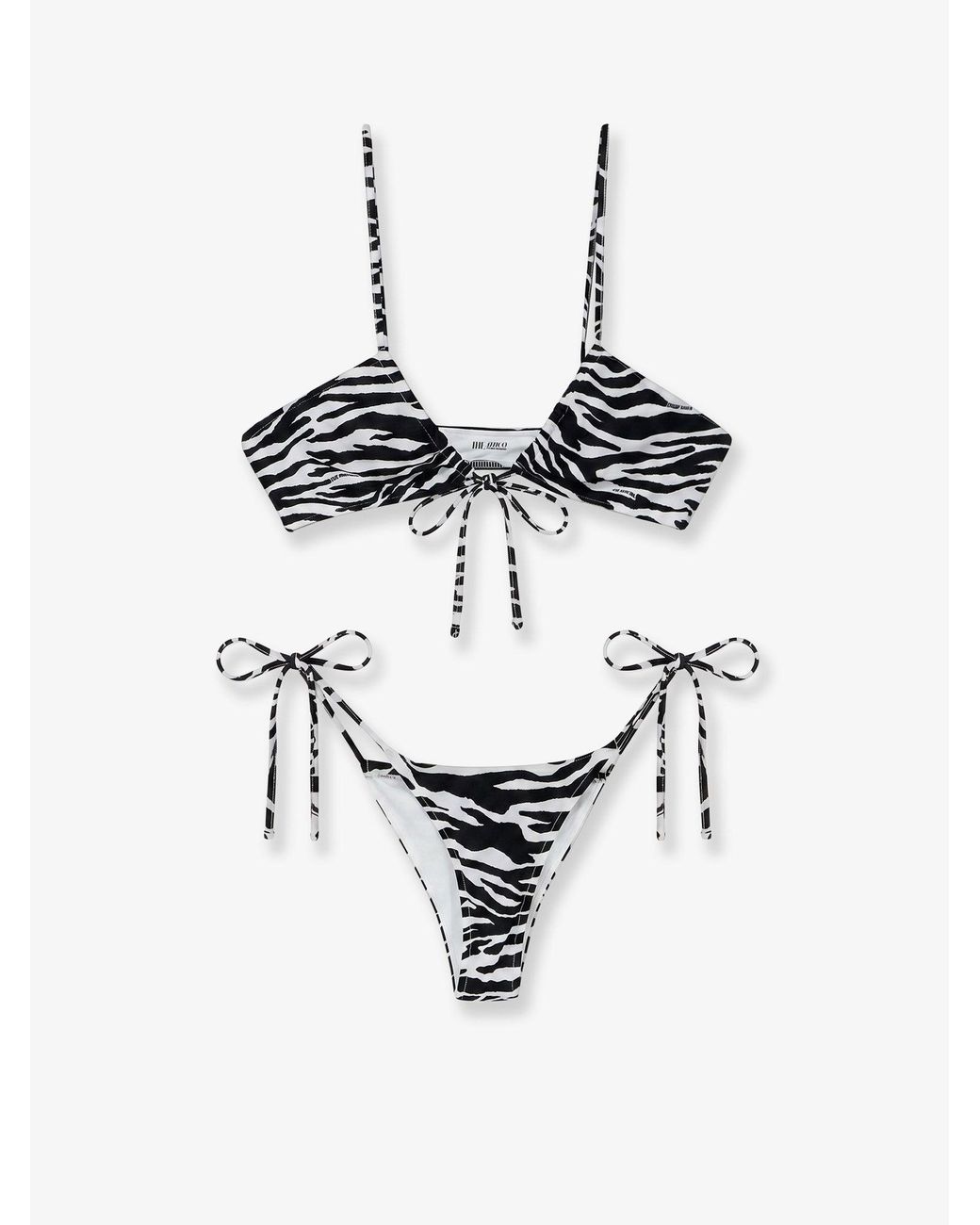 The Attico White Il Primo Bagno Lycra Bikini With Zebra Print