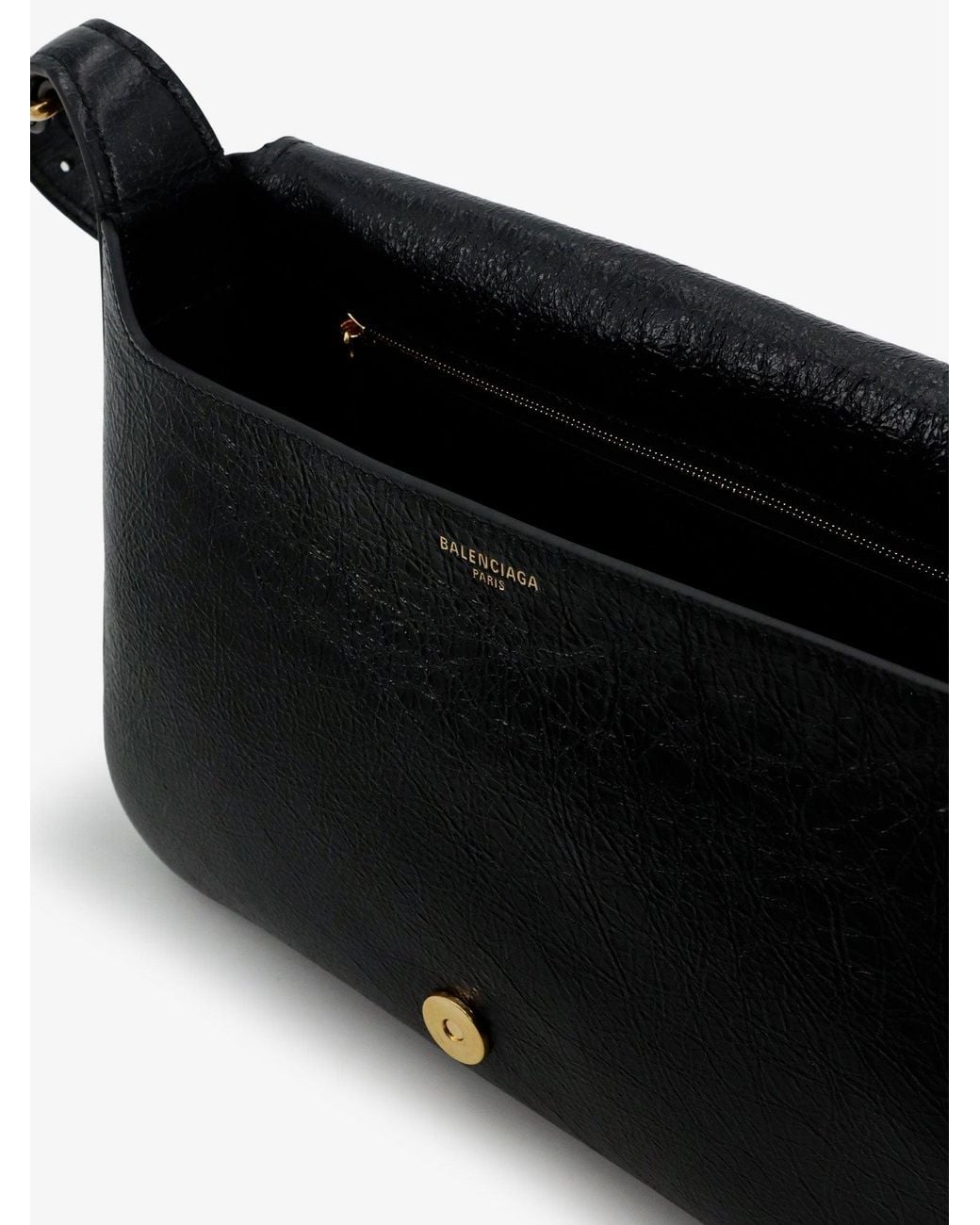 Balenciaga Black Clicca Arena Leather Medium Shoulder Bag