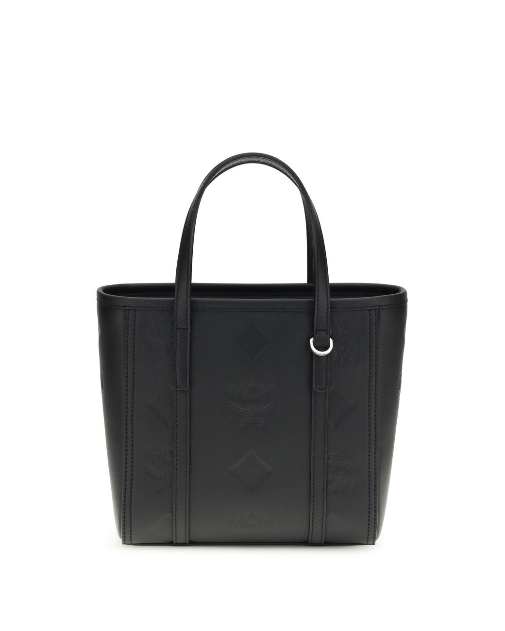 MCM Black Toni Small Tote Bag With Embossed Maxi Visetos Motif
