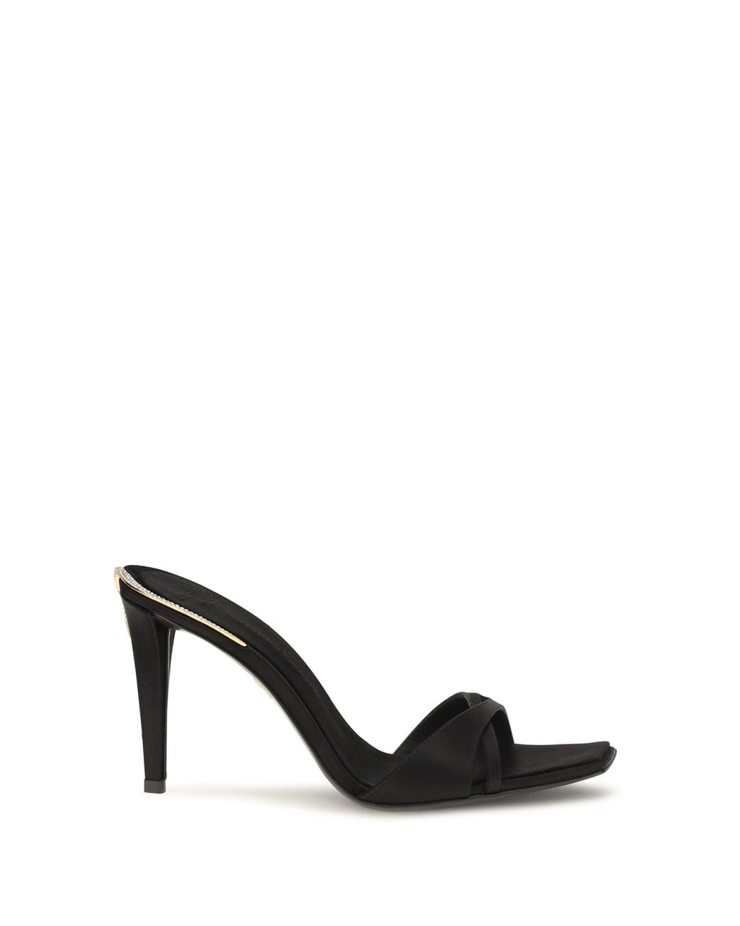 Giuseppe Zanotti Black Salamander Satin Mules Sandals