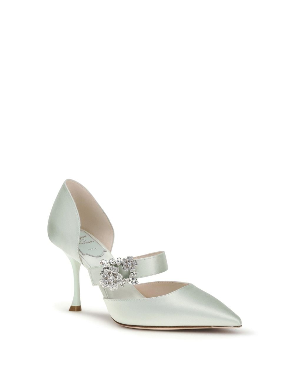 Roger Vivier White Efflorescence Dorsay Satin Pumps