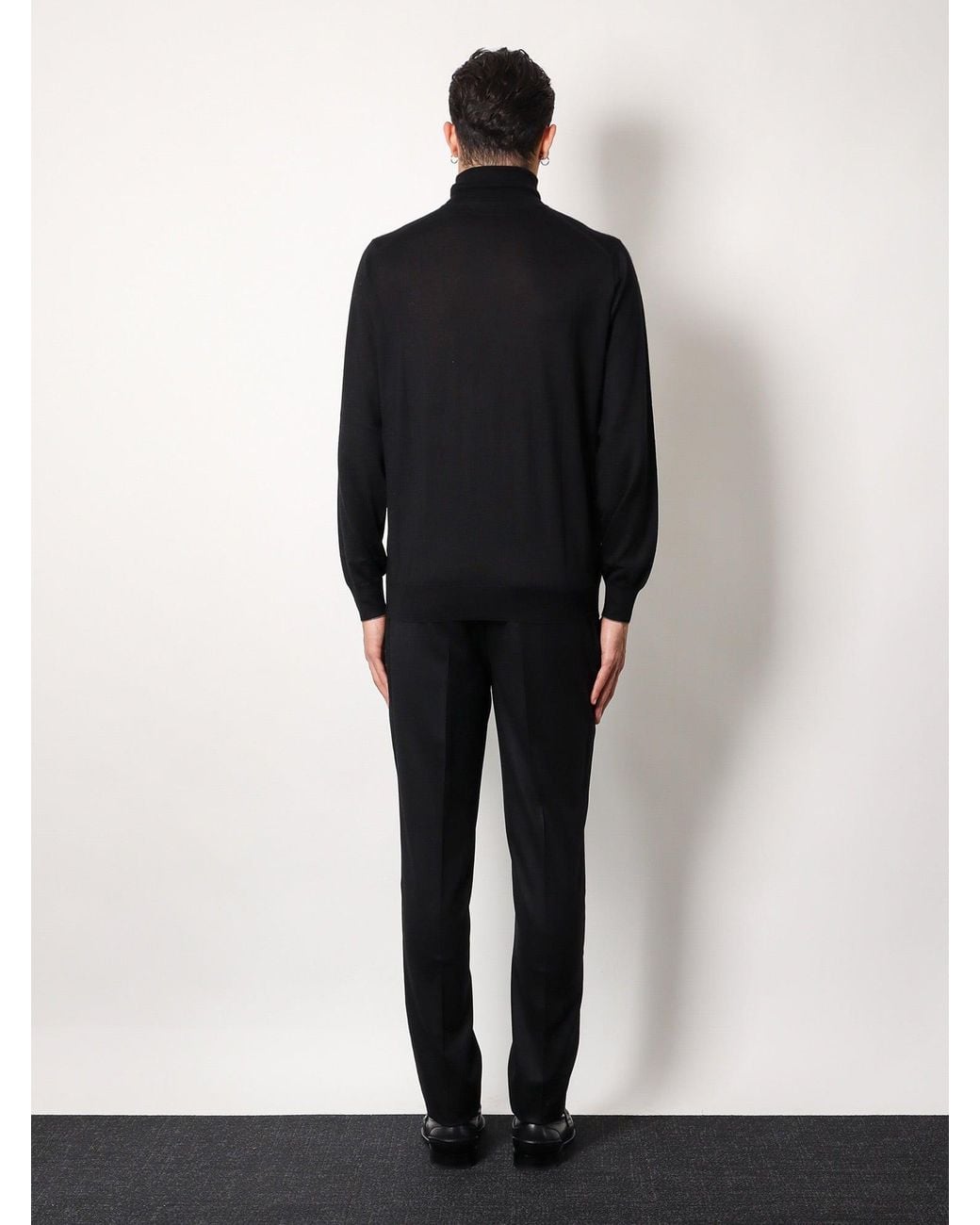 Brunello Cucinelli Black Cashmere And Silk Turtleneck for men