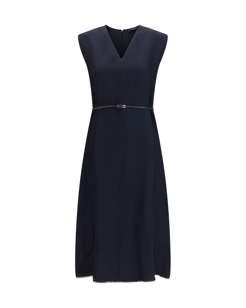 Fabiana Filippi Blue V-Neck Belted Dress