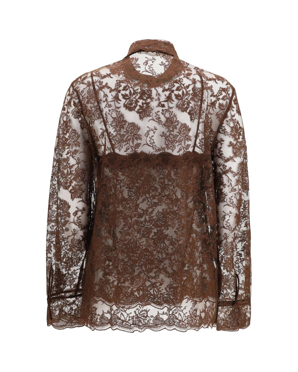 Ermanno Scervino Brown Lace Shirt French Roast