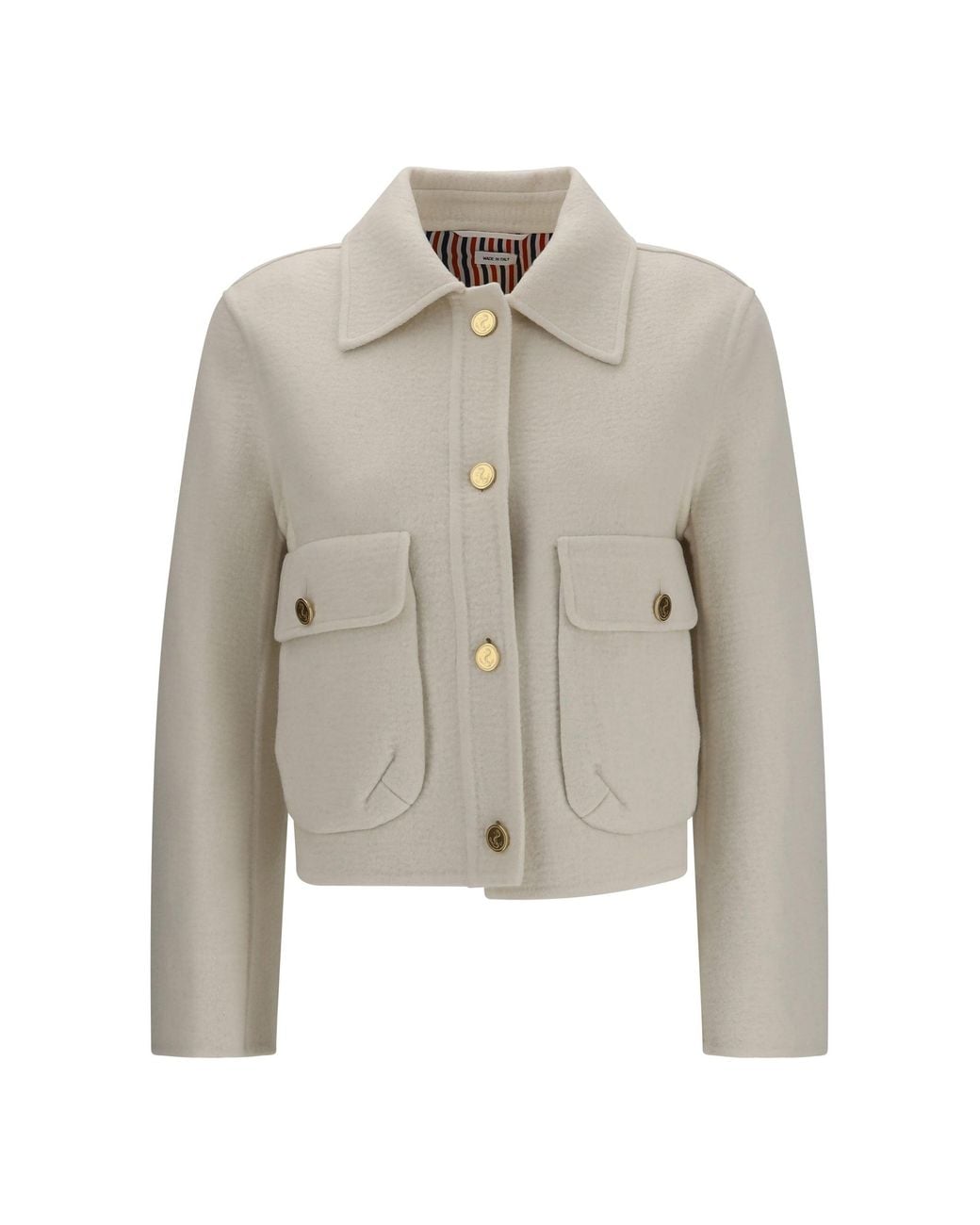 Thom Browne White Wool And Cashmere Bell-Sleeve Jacket