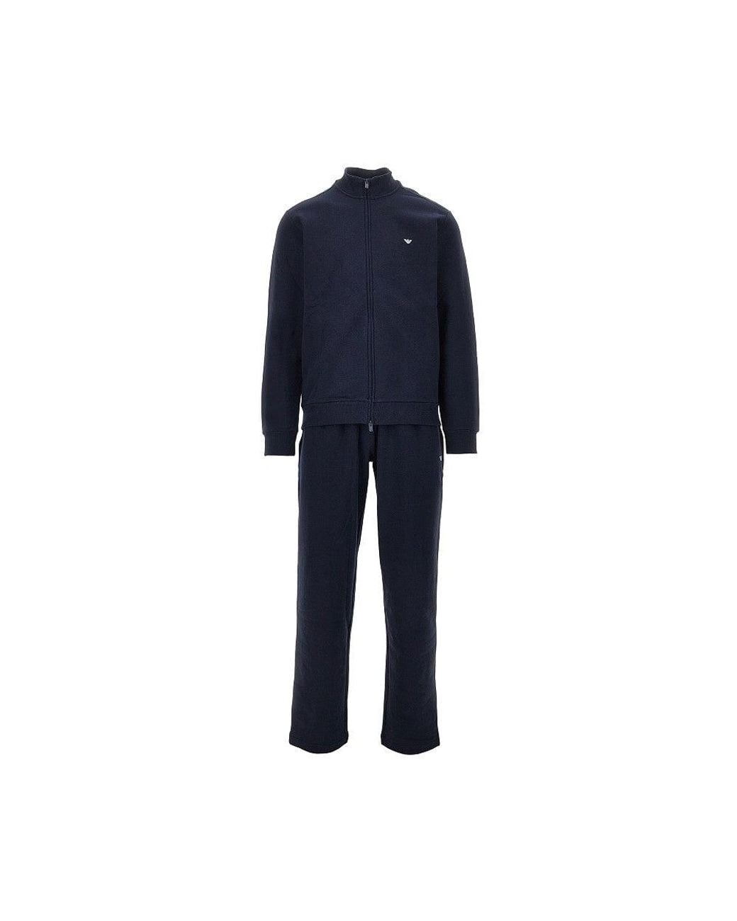 EA BODYWEAR Blue Cotton Tracksuit With Embroidery for men