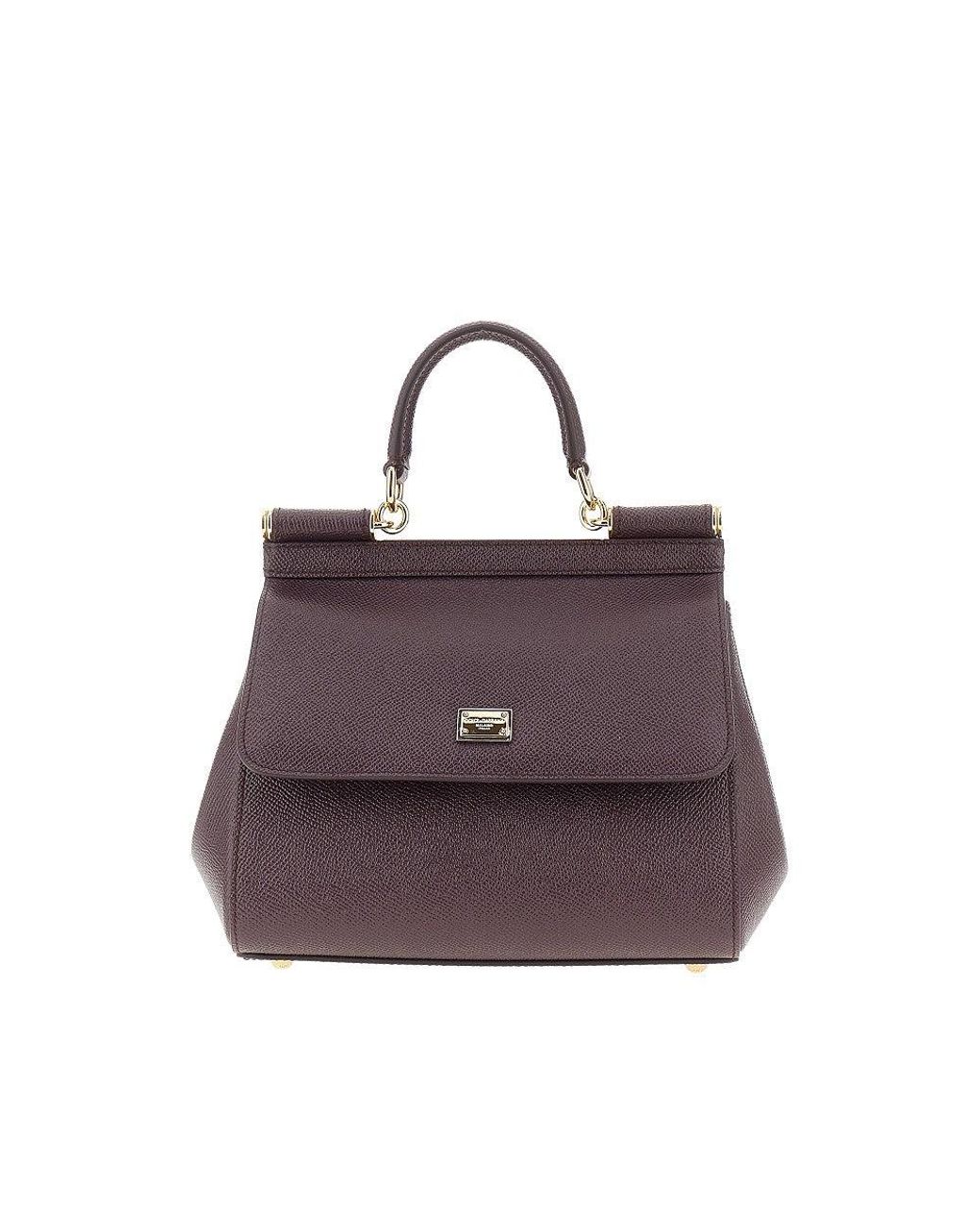Dolce & Gabbana Purple Dauphine Leather Medium 'Sicily' Bag