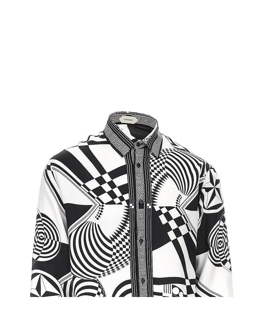 Versace Black Printed Silk Twill Shirt for men