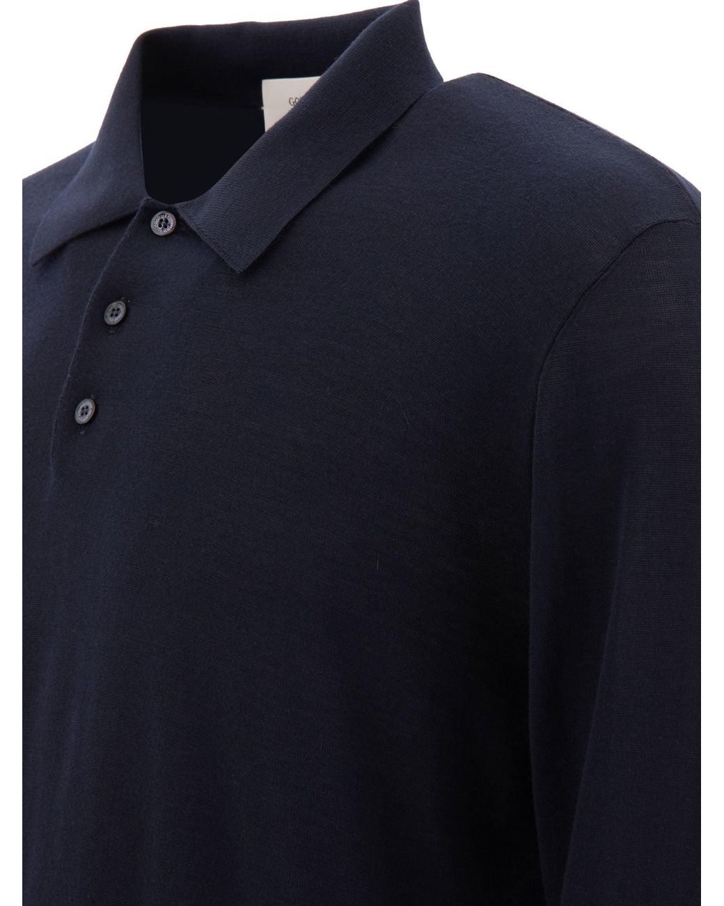 Golden Goose Deluxe Brand Blue Wool Long-Sleeved Polo Shirt for men