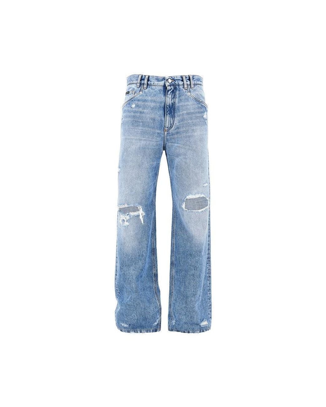 Dolce & Gabbana Blue Dolce&Gabbana Distressed Denim Over Pants for men