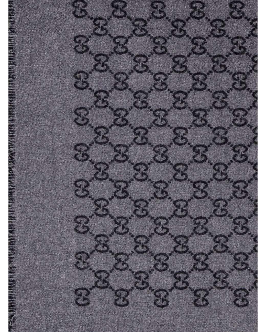 Gucci Gray Reversible Jacquard Wool Scarf for men
