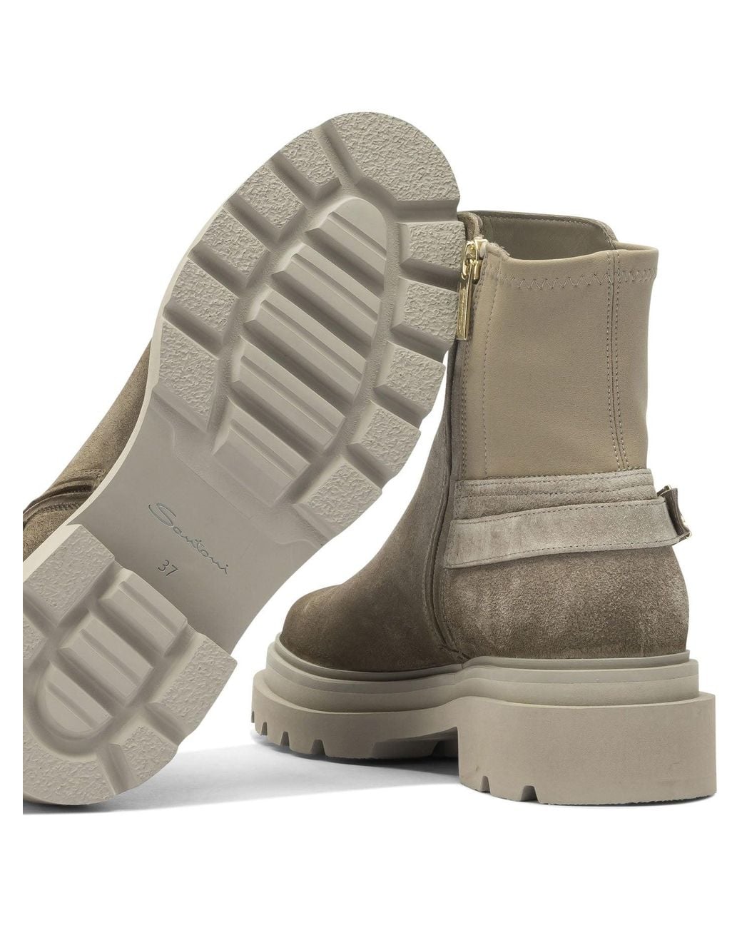 Santoni Brown Suede Ankle Boots With Zipper