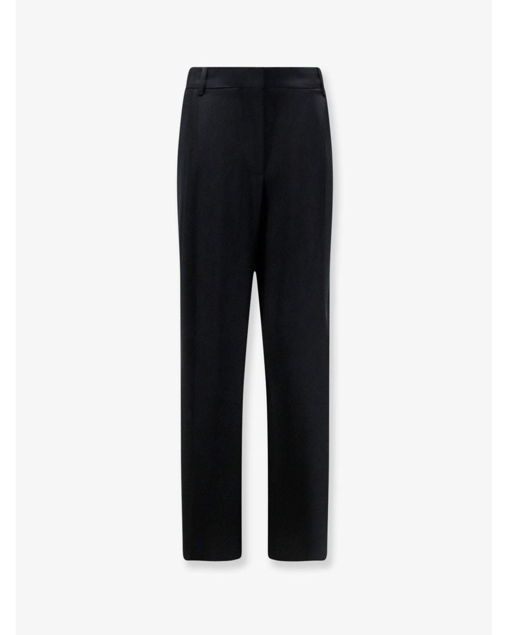 Stella McCartney Black Pleated Straight Satin Trousers