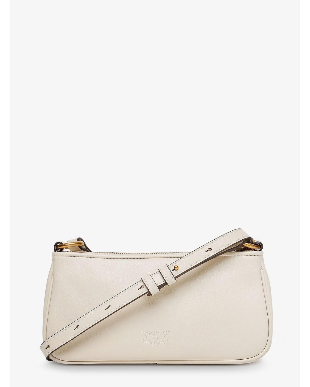 Pinko Natural Mini Half Moon Leather Crossbody Bag