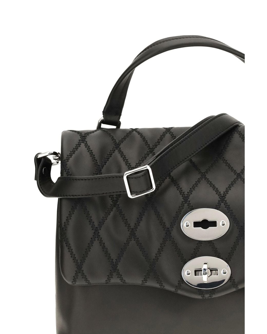 Zanellato Black Postina Tramè Leather Top Handle Bag