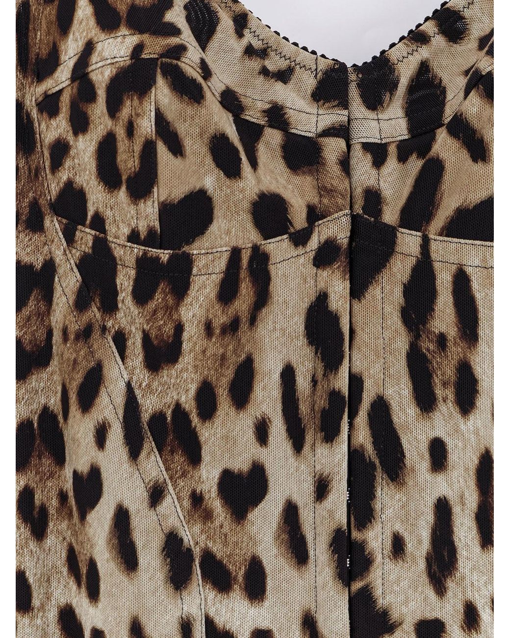 Dolce & Gabbana White Dolce & Gabbana Stretch Fabric Long Dress With Animal Print