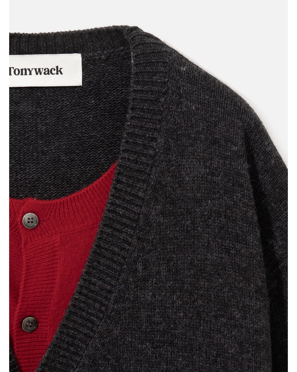 TONYWACK Black Layered Wool Blend Cardigan for men