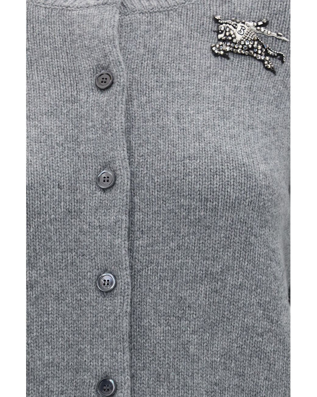 Burberry Gray Wool Cashmere Cardigan Melange